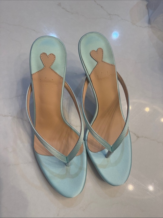 Kandee Shoes - Kandee Light Blue Women's Square-Toe Thong Heels